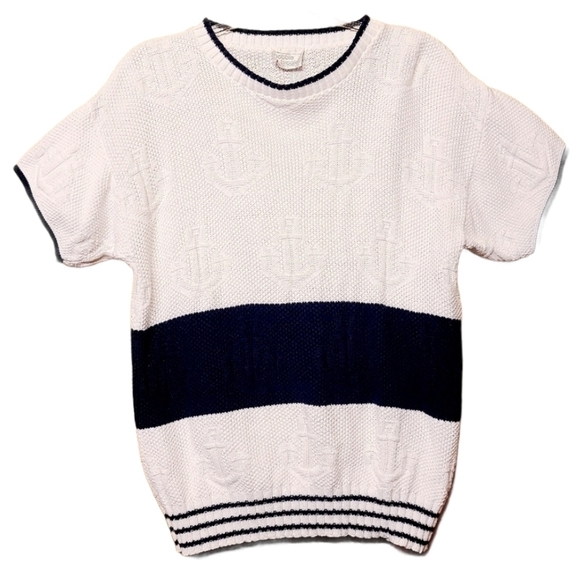 Bobbie Brooks | Vintage Nautical Navy and White Striped Sweater (Size Small) - Picture 1 of 11